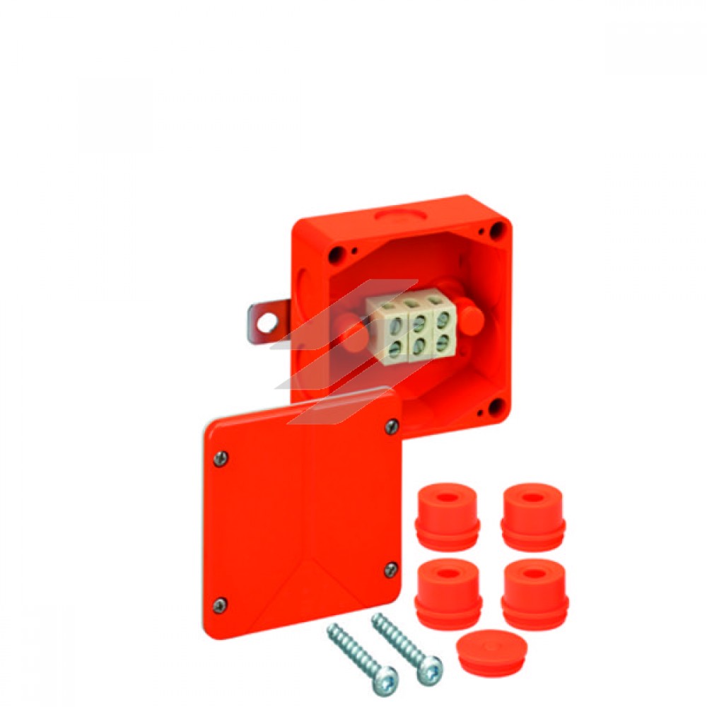 Вогнестійка розподільна коробка WKE 2 (100х100х50мм), керамічна клема 3х1-10мм², дюропласт, що не містить галогенів, E30 E60 E90, вводи M25 (затиск 9-18.5мм), IP54/65, Spelsberg